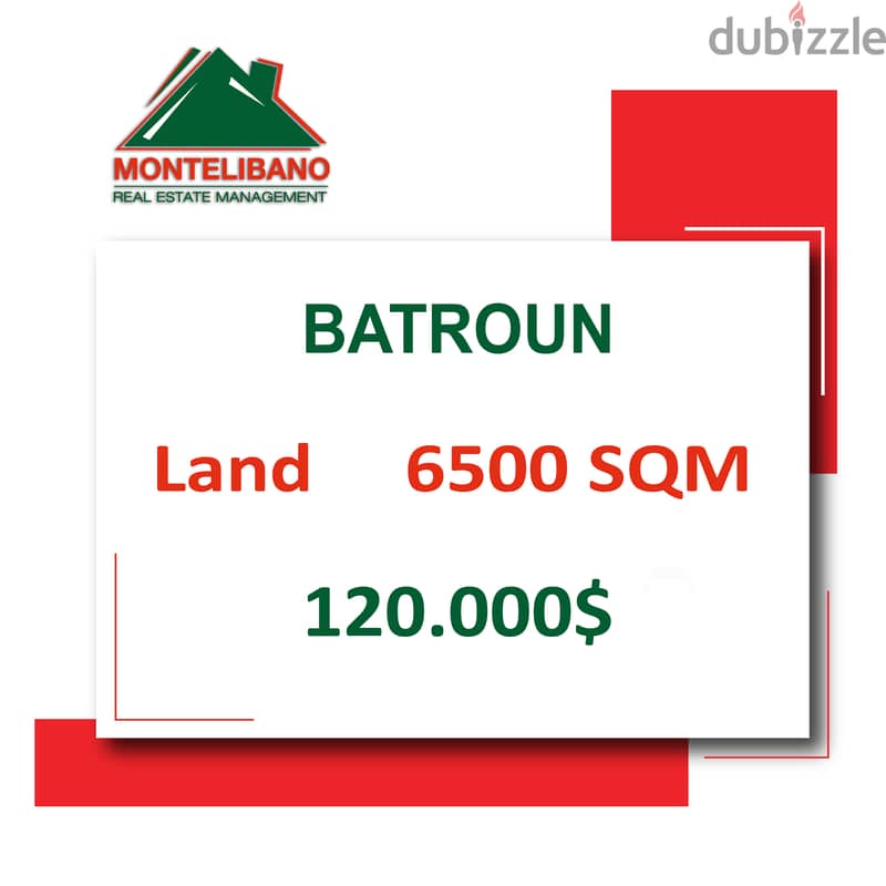 6500SQM!!! 120000$ Land for sale in Batroun!!! 0