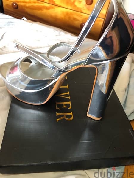 Silver heels good quality size 41 1