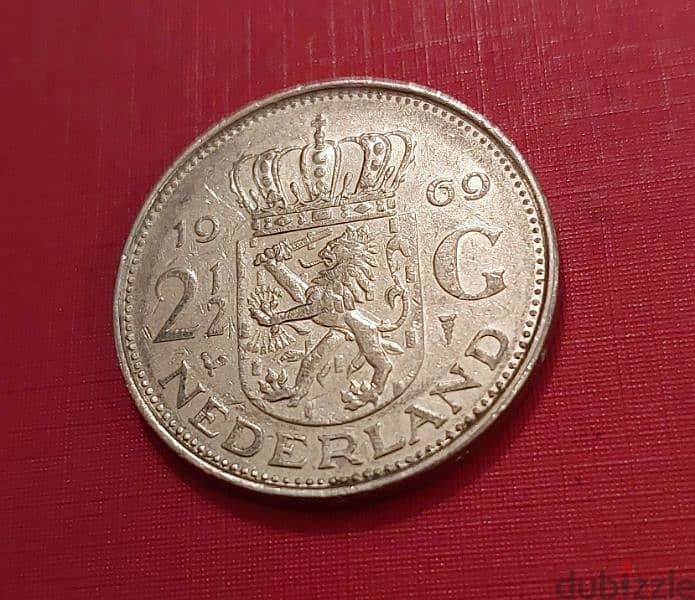 Netherlands Queen Juliana 2 1/2 Gulden 1969 0