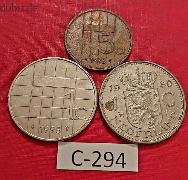 Netherlands since 1980's Lot# C-294 set of 3 coins 1