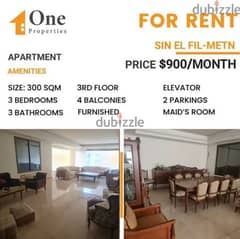 FURNISHED Apartment for RENT,in SIN EL FIL / METN.