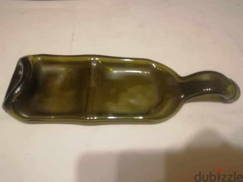 Decorative squeezed glass bottle ashtray 0