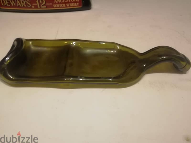 Decorative squeezed glass bottle ashtray 2