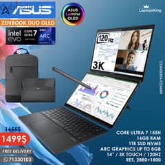 ASUS ZENBOOK DUO CORE ULTRA 7 ARC GRAPHICS 120HZ 3K OLED TOUCH LAPTOP