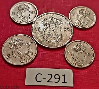 Sweden since 1973 Lot # C-291 set of 5 coins