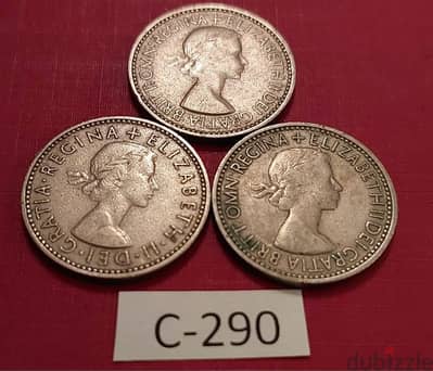 1953 England Q. Elizabeth II Lot# C-290 set of 3 coins