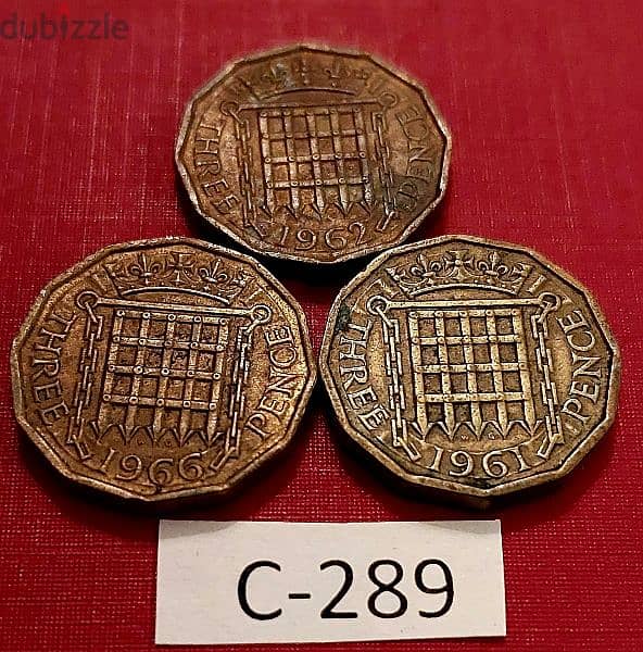 England since 1961 Q. Elizabeth II Lot# C-289 set of 3 coins 1