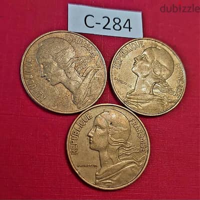 France since 1971 Lot# C-284 set of 3 coins of 20 Centimes