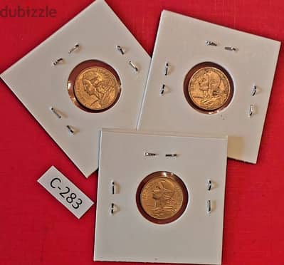 France since 1971 Lot# C-283 set of 3 coins of 5 Centimes