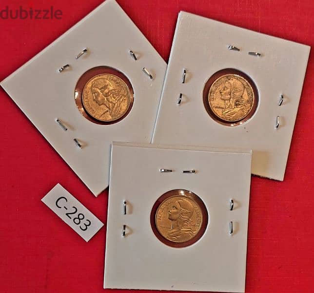 France since 1971 Lot# C-283 set of 3 coins of 5 Centimes 0