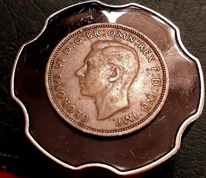 1943 England 1/2 Penny K. George VI bronze 1