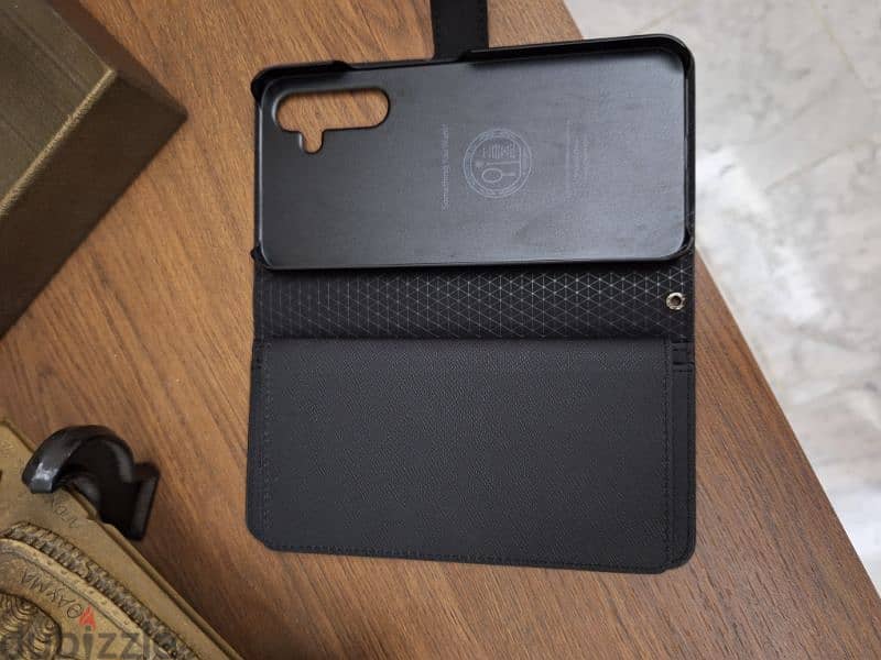 leather samsung a54 cover with wallet  2in 1 1