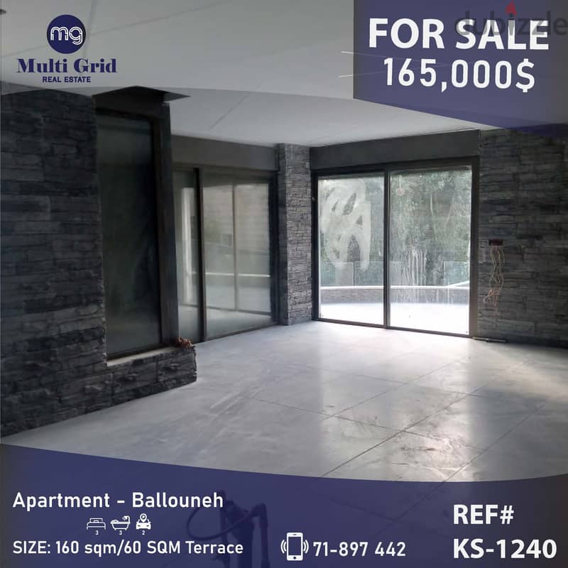 KS-1240, Apartment for Sale in Ballouneh, شقة للبيع في بلونة 0