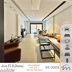 Ain El Rihani | Signature | Furnished 110m² + 60m² Terrace | 2 Parking 0