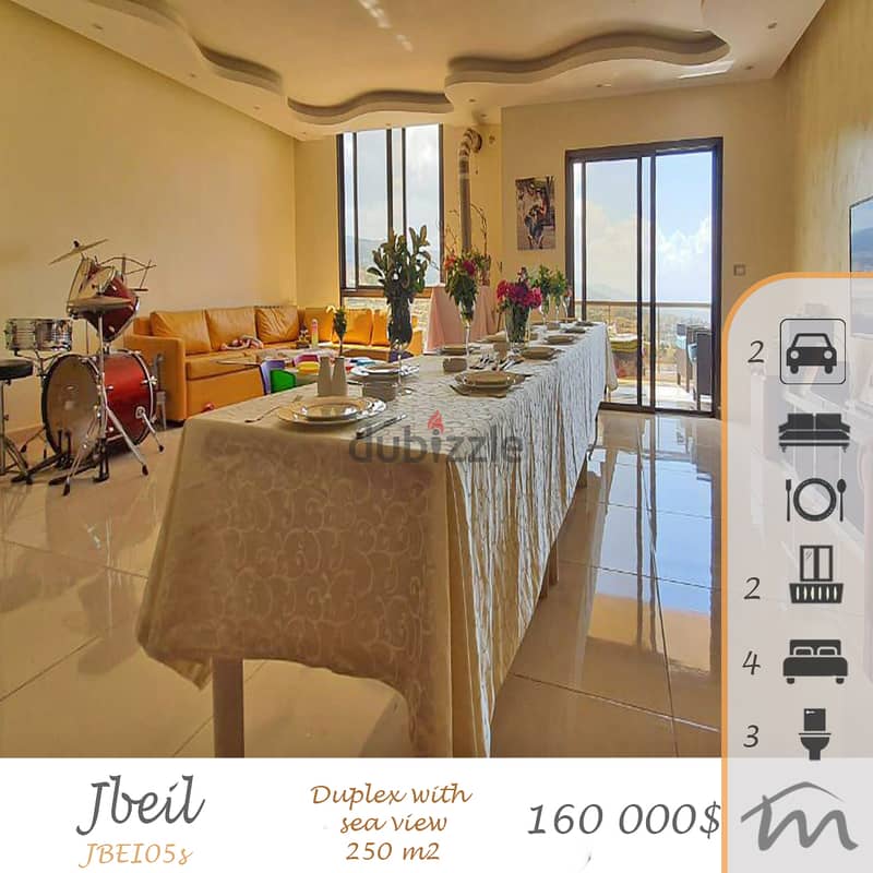 Jbeil | Decorated 150m² Duplex | Open Sea&Mountain View | Catchy Deal 0