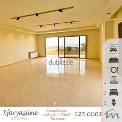 Kfaryassine | Brand New 120m² + 70m² Terrace | Open View | New Bldg 0