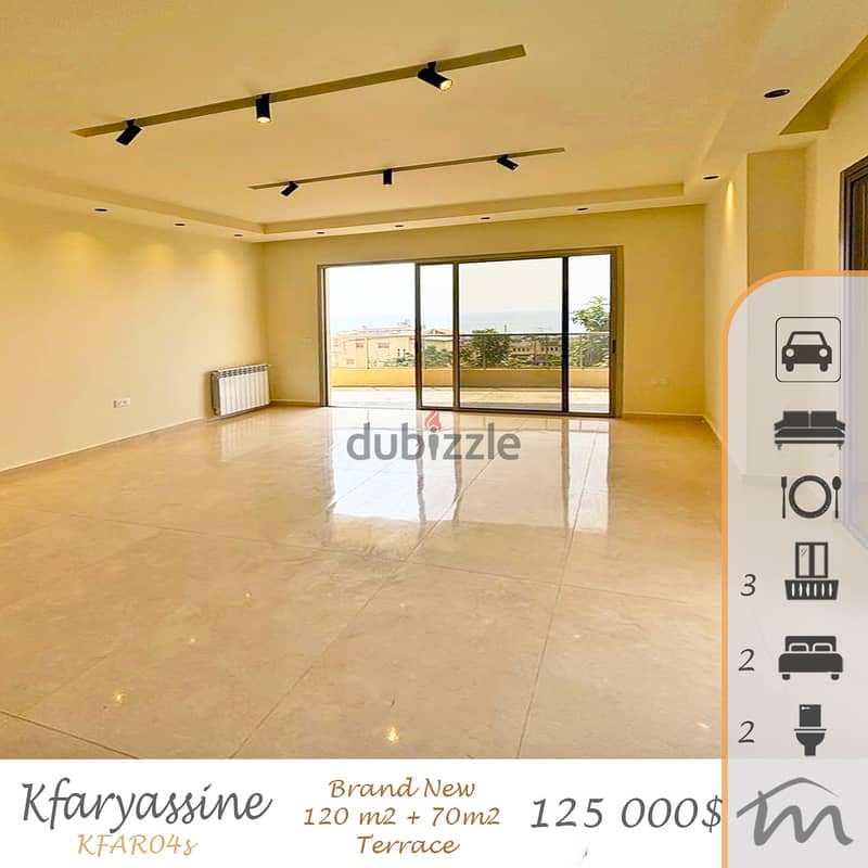 Kfaryassine | Brand New 120m² + 70m² Terrace | Open View | New Bldg 0