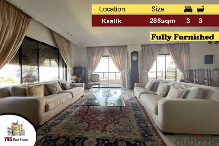 Kaslik 285m2 | Furnished | Luxury | Panoramic View | Prime Location|EH