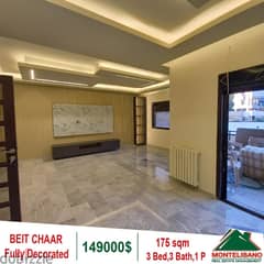 149000$!! Fully Decorated Apartment for sale in Beit Chaar