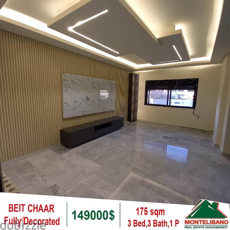 149000$!! Fully Decorated Apartment for sale in Beit Chaar 1