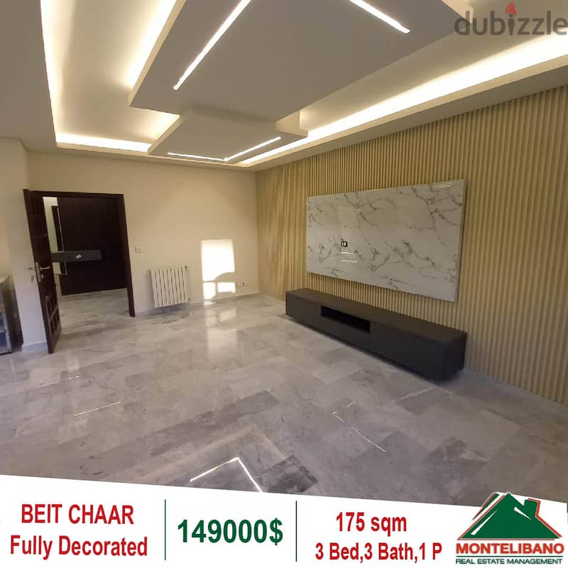 149000$!! Fully Decorated Apartment for sale in Beit Chaar 3