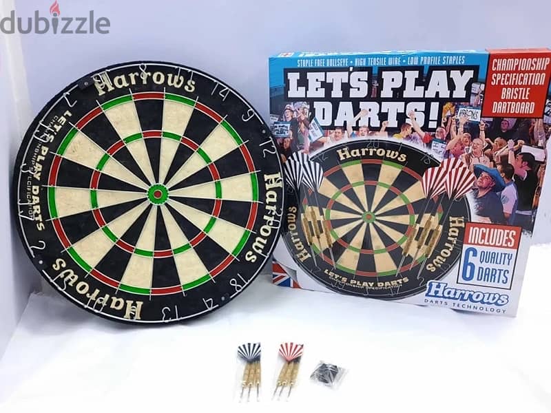 HARROWS LETS PLAY DARTS BRISTLE BOARD GAME 1