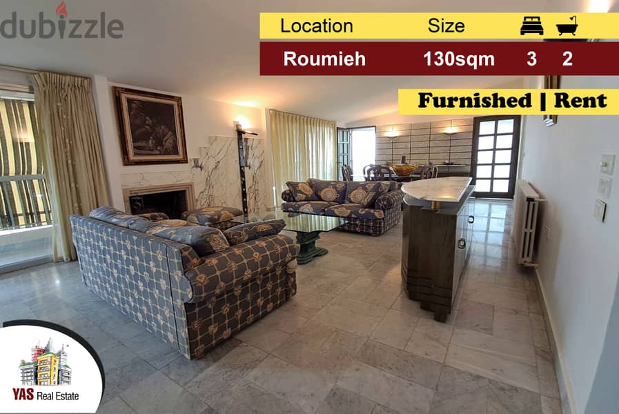 Roumieh 130m2 | 30m2 Terrace | Rent | Furnished |Quiet Street | AMK 0