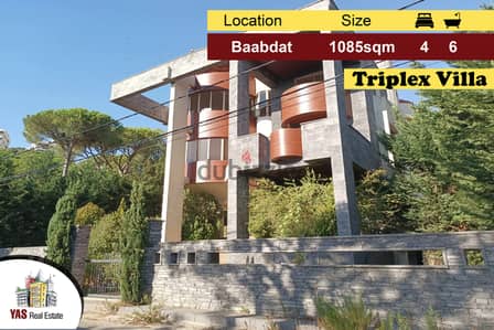 Baabdat 1085m2 | 1012m2 Land/Garden | Triplex | Unique Design | PA |