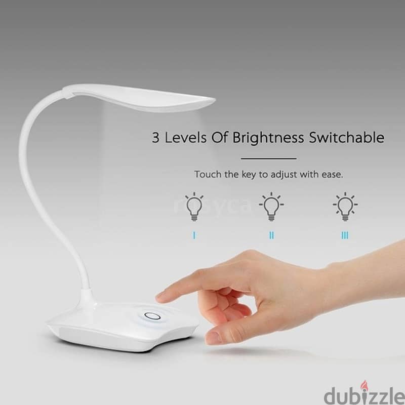 Rechargeable Desk Lamp, 3-Level Dimmable USB LED Light 1