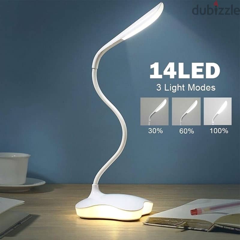 Rechargeable Desk Lamp, 3-Level Dimmable USB LED Light 2