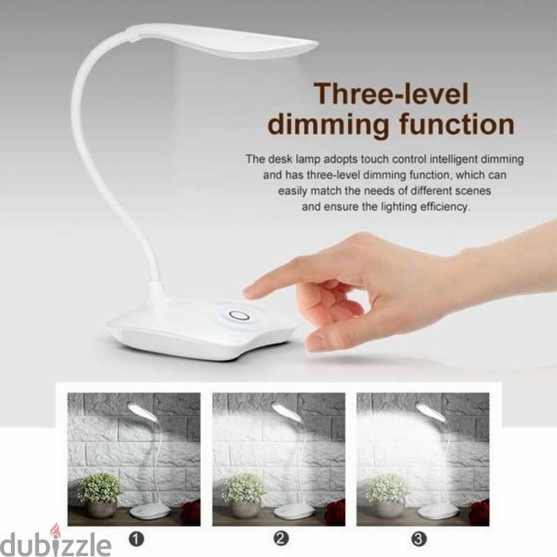 Rechargeable Desk Lamp, 3-Level Dimmable USB LED Light 7