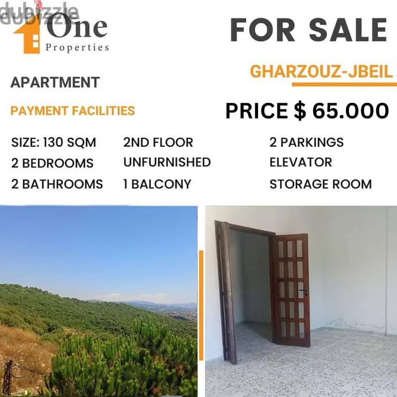 APARTMENT for SALE,in GHARZOUZ-JBEIL, with a great mountain view 0