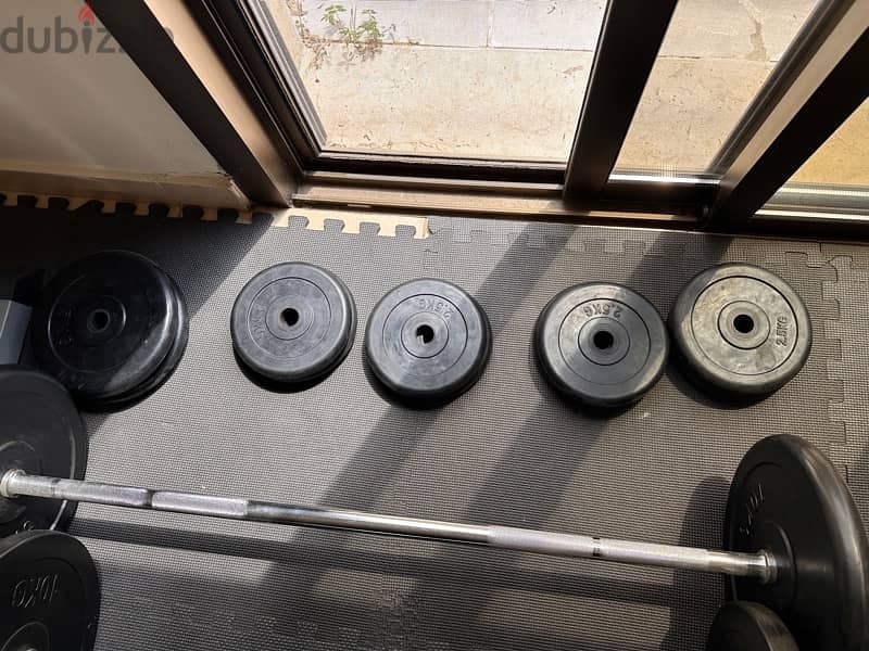 Ez Barbell bar 120cm + barbell bar 150cm + 40Kg plates 1