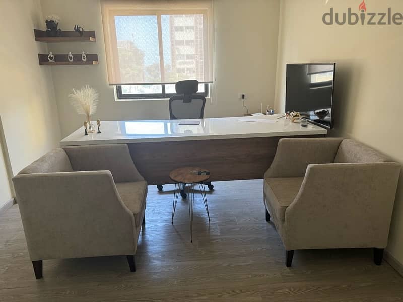 office desk, chair, and 2 office couches 1