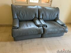 blue leather sofas 4 pcs