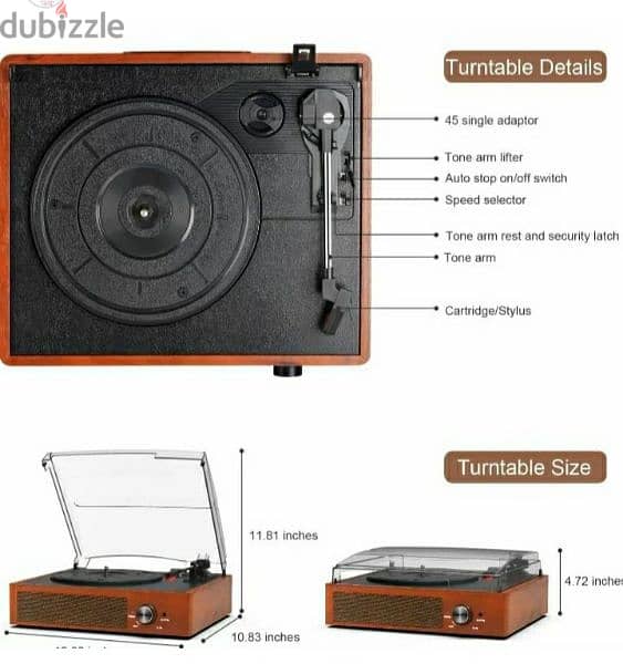 Kedok Turntables for vinyl records. ,speakers  bulit in with blietooth 8