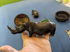 African Hippo & Rhino Hand carved from Congo