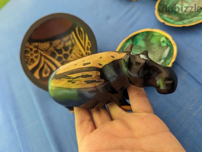 African Hippo & Rhino Hand carved from Congo 3