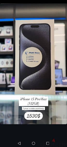 NEW OFFER IPHONE 15 PRO MAX(512gb) 1 year screen warranty 0