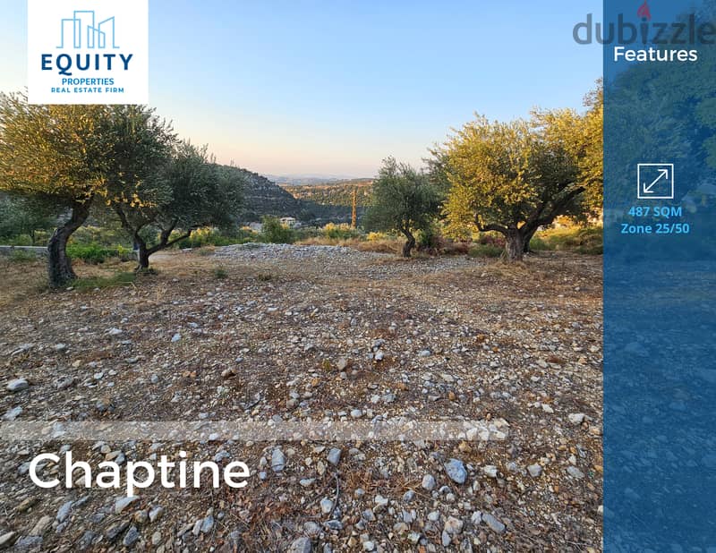 487 SQM Land For Sale In Chaptine أرض للبيع في شبطين #CT866160 0