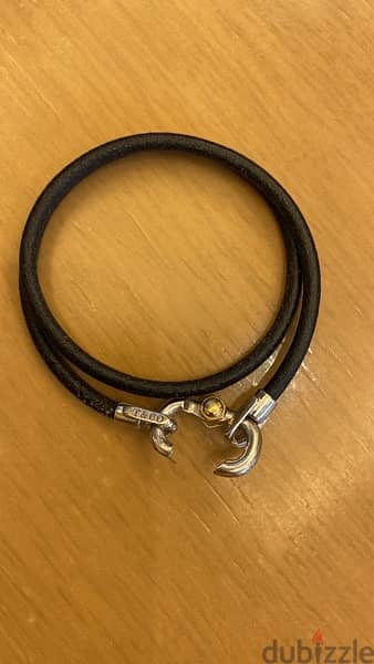 Tiffany & Co Men Leather and Silver knot bracelet