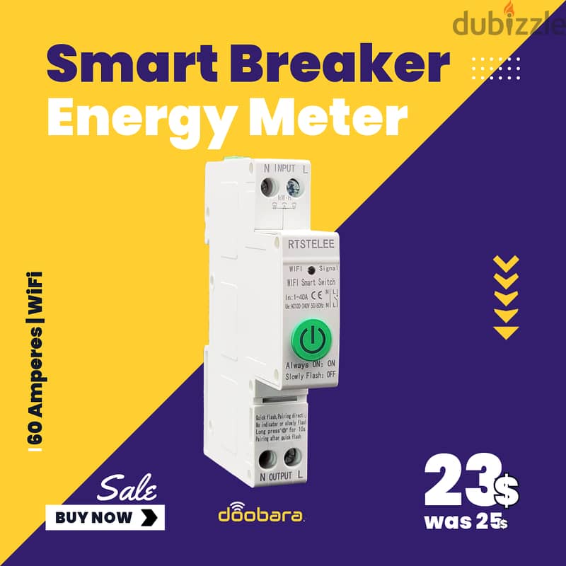 Power Breaker WiFi 40Amp with energy meter and overload protection 0