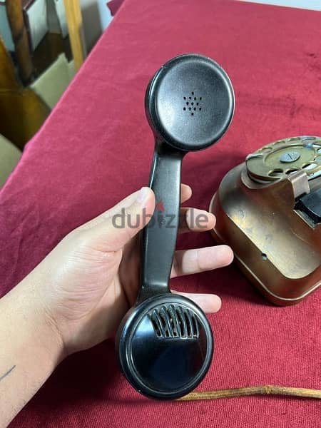 antique vintage cooper rotary telephone تلفون انتيك نحاس احمر 3