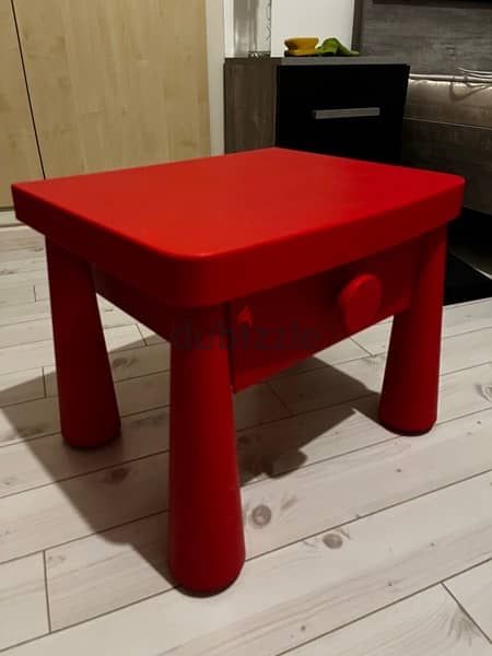 red nightstand with single drawer great for kids 1