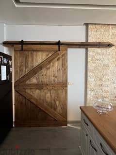 sliding farm door massive wood باب سحاب خشب طبيعي