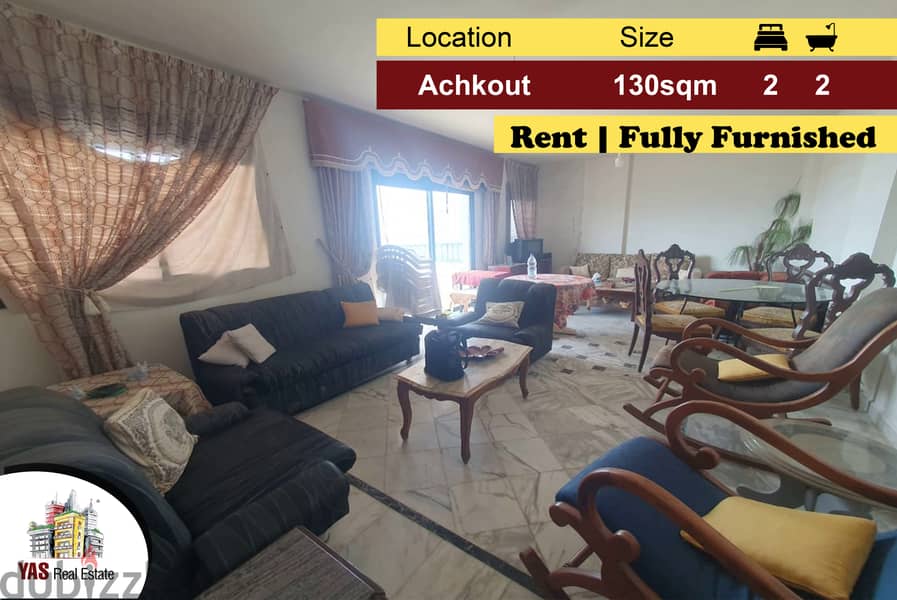 Achkout 130m2 | Rent | Fully Furnished | Well Maintained | View | KH | 0