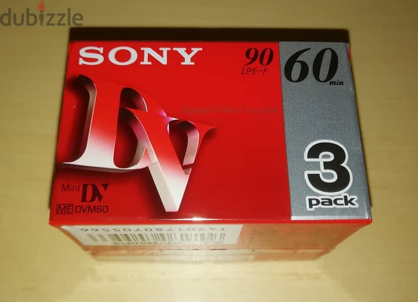 Sony mini dv pack of 3 cassettes new sealed 60min  90min LP 1