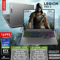 LENOVO LEGION PRO 5 i9-14900HX RTX 4060 165HZ QHD+ 16" GAMING LAPTOPS 0