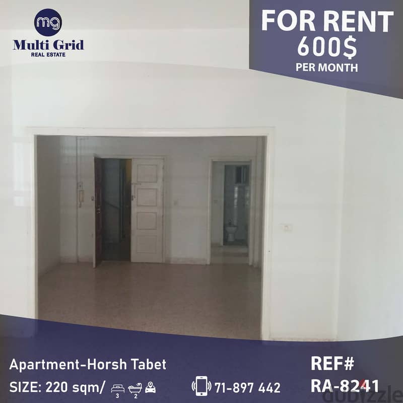 RA-8241 / Apartment for Rent in Horch Tabet, شقة للإيجار في حرش تابت 0