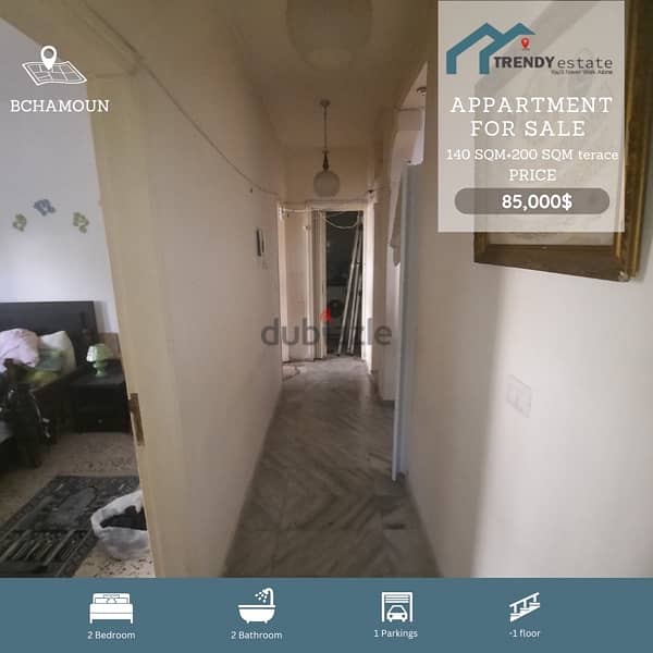 apartment for sale bchamoun شقة مع تراس بمساحة ممتازة للبيع في بشامون 2